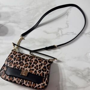 Kate Spade Animal Print Crossbody Bag with Black and Gold Details